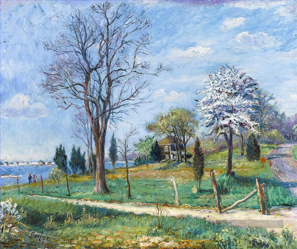 un paysage au bord du lac 1953 Peintures à l'huile